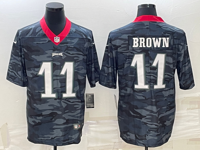 Men's Philadelphia Eagles A.J. Brown #11 Grey Camouflage Jersey